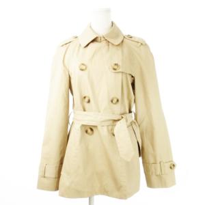 トレンチコート ショート ウエストマーク リボンベルト 裏地シグネチャー 小さいサイズ XS ベージュ
