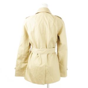 COACH トレンチコート ショート ウエストマーク リボンベルト 裏地シグネチャー 小さいサイズ XS ベージュ