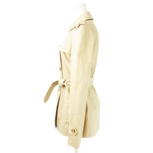 COACH トレンチコート ショート ウエストマーク リボンベルト 裏地シグネチャー 小さいサイズ XS ベージュ