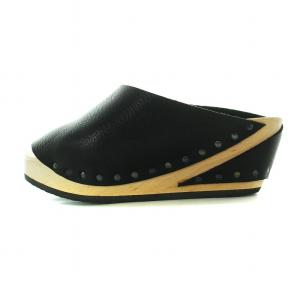 trippen サンダル ウェッジソール ロゴ サボ レザー 36 23-23.5cm 黒 ブラック ベージュ HUT-WAW91