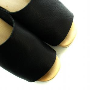 trippen サンダル ウェッジソール ロゴ サボ レザー 36 23-23.5cm 黒 ブラック ベージュ HUT-WAW91