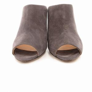 Sergio Rossi サンダル サボ スエード レザー 革 ピンヒール グレー /UO GY