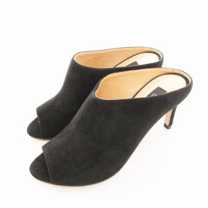 サンダル ミュール スエード レザー 革 35 ブラック 黒