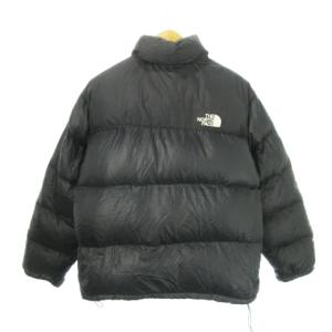 THE NORTH FACE ヌプシ ダウンジャケット ジップアップ フード収納 ロゴ刺繍 ヴィンテージ 防寒 アウトドア L 黒 ブラック NF002YO
