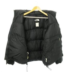 THE NORTH FACE ヌプシ ダウンジャケット ジップアップ フード収納 ロゴ刺繍 ヴィンテージ 防寒 アウトドア L 黒 ブラック NF002YO