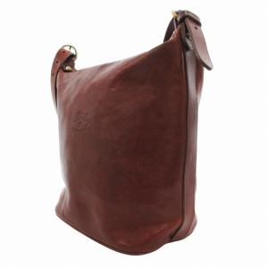 IL BISONTE ショルダーバッグ 斜め掛け クロスボディ 肩掛け レザー ロゴ型押し 茶 ブラウン /FF GY18
