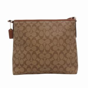 COACH 美品 ショルダーバッグ 斜め掛け クロスボディ PVC レザー シグネチャー ストライプ ロゴ 茶 ブラウン F38402