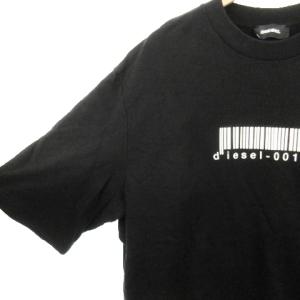DIESEL Tシャツ トレーナー スウェット クルーネック 半袖 立体エナメルプリント バーコードデザイン 大きいサイズ