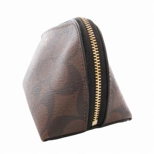 COACH F53385 シグネチャー コスメポーチ ロゴ PVC 茶 ブラウン