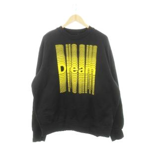 スウェット トレーナー 長袖 Dream プリントデザイン 大きいサイズ XXL 黒 ブラック 黄 イエロー