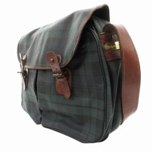 POLO RALPH LAUREN メッセンジャー ショルダー バッグ 斜め掛け ブラックウォッチ チェック PVC レザー ストラップ 緑 グリーン 茶 ブラウン