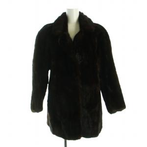 金サガ 毛皮コート ミンクファー ミドル 長袖 総裏地 ネーム刺繍入り 茶 ブラウン GY18 /MQ