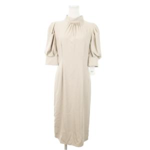 ワンピース ロング 半袖 五分袖 パフスリーブ 袖コン 1 M ベージュ SWF0214066