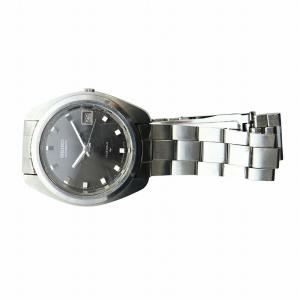 SEIKO 腕時計 ウォッチ 自動巻き デイト カレンダー付き 黒文字盤 ロゴ 17石 シルバー色 7005-7030 GY11