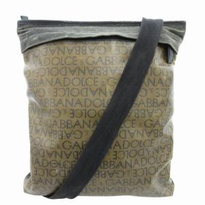 DOLCE&GABBANA ショルダーバッグ 斜め掛け クロスボディ ロゴ 総柄 PVC キャンバス 茶 ブラウン 黒 ブラック /GV