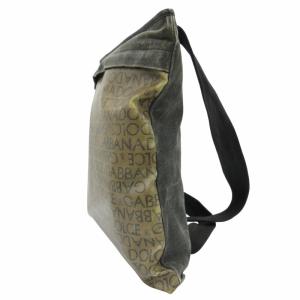 DOLCE&GABBANA ショルダーバッグ 斜め掛け クロスボディ ロゴ 総柄 PVC キャンバス 茶 ブラウン 黒 ブラック /GV