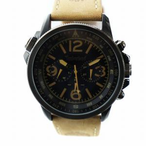 腕時計 ウォッチ クォーツ クロノグラフ 黒文字盤 レザーベルト 黒 ブラック 茶 ブラウン 13910J GY18