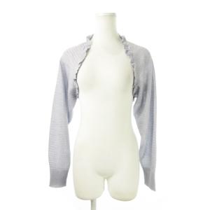 24SS シアーフリルボレロカーディガン ニット 長袖 トッパー シルク混 絹 フリル ラメ F 青 ブルー SWNT242112