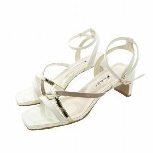 サンダル スクエアトゥ ストラップ レザー 23cm 白 ホワイト GY18 /MQ