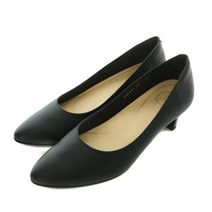 快適ウォークパンプス 牛革 レザー アーモンドトゥ ヒール 23cm 黒 ブラック 635302 /XZ