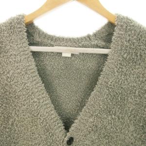 BAREFOOT DREAMS × ロンハーマン Ron Herman カーディガン ニット Vネック 長袖 ロゴ 刺繍 S 緑 グリーン