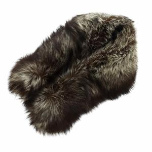 銀サガ 毛皮ティペット マフラー シルバーフォックスファー 茶 ブラウン GY18