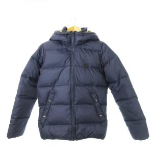 ダウンジャケット ジップアップ フーディ パイピング ロゴ ワンポイント 2 M 紺 ネイビー /CK1
