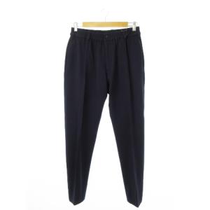 スラックスパンツ テーパード ストレッチ ピケ 薄手 ウエストゴム ナイロン 48 M 紺 ネイビー E31P59 F1733