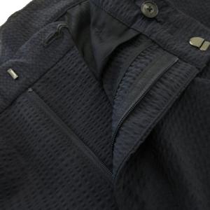 EMPORIO ARMANI スラックスパンツ テーパード シアサッカー タック 薄手 ストレッチ ナイロン 50 L 紺 ネイビー 6D1PH9 1NSCZ