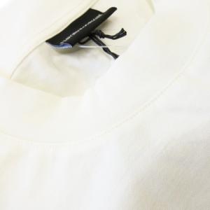 EMPORIO ARMANI Tシャツ カットソー クルーネック 丸首 半袖 滑らか プリント 刺繍 エスニック S 白 アイボリー 3D1T98 1JUVZ