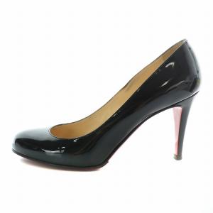 Christian Louboutin パンプス エナメル ラウンドトゥ ハイヒール 38.5 25.5cm 黒 ブラック /XZ GY18
