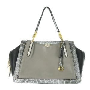 COACH ショルダーバッグ ハンドバッグ 2way レザー ロゴチャーム へび柄 パイソン 黒 ブラック 75459