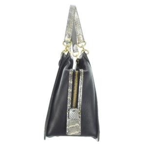 COACH ショルダーバッグ ハンドバッグ 2way レザー ロゴチャーム へび柄 パイソン 黒 ブラック 75459