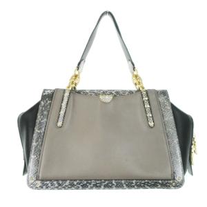 COACH ショルダーバッグ ハンドバッグ 2way レザー ロゴチャーム へび柄 パイソン 黒 ブラック 75459