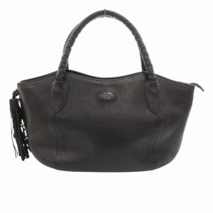ハンドバッグ 裏地 総柄 タッセル レザー 黒 ブラック /HO 0228 GY18