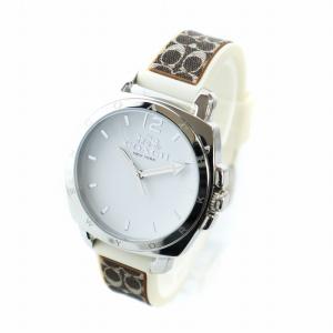 COACH 腕時計 ウォッチ クォーツ 白文字盤 ロゴ シグネチャー ラバーベルト シルバー色 GY18