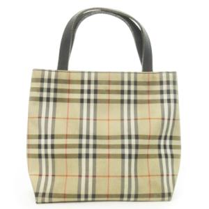 BURBERRY LONDON ハンドバッグ ミニバッグ ナイロン ノバチェック レザー ベージュ ブラウン /AH15 GY13
