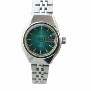 腕時計 ウォッチ 自動巻き デイト カレンダー付き 緑文字盤 21石 ロゴ カットガラス シルバー色 4-661401K GY18