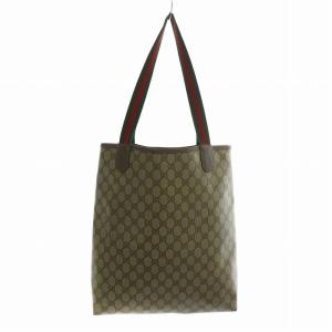 GUCCI オールドグッチ GGプラス トートバッグ ハンド PVC レザー シェリーライン ロゴ 総柄 茶色 ブラウン