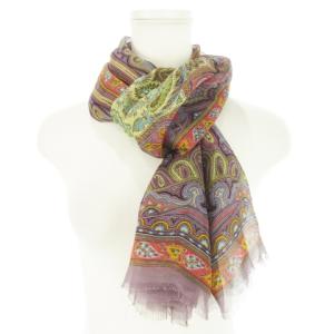 ETRO ストール マフラー スカーフ 絹 シルク ペイズリー 総柄 紫 パープル