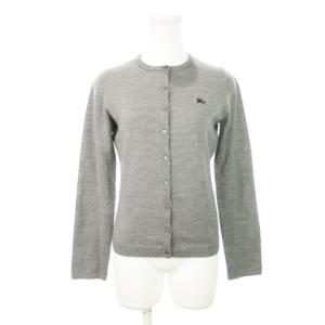 カーディガン ニット クルーネック 長袖 ロゴ刺繍 ウール 38 M グレー