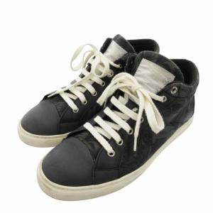 BOLZANO スニーカー シューズ ミッドカット ボタニカル柄 キャンバス レザー 1 黒 ブラック MTA15S1226