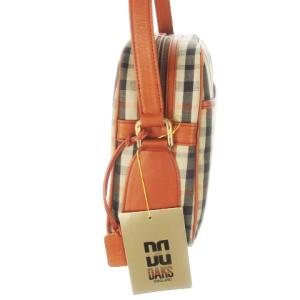 DAKS 2点セット ショルダーバッグ キャンバス レザー ハウスチェック ポーチ付き ロゴ ベージュ /AH1