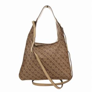 GHERARDINI ハンドバッグ ショルダー 2WAY 総柄 ロゴ ゴールド金具 ベージュ