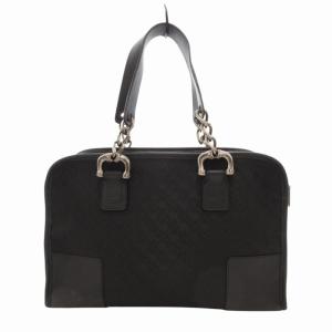 GHERARDINI ハンドバッグ トート キャンバス レザー ロゴ 総柄 黒 ブラック /FT GY18