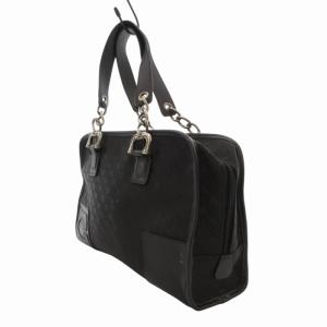 GHERARDINI ハンドバッグ トート キャンバス レザー ロゴ 総柄 黒 ブラック /FT GY18