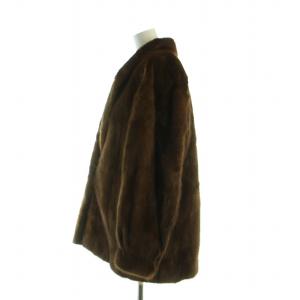 SAGA MINK 銀サガ メッサーラ MESSALA 毛皮コート ブラウンミンクファー ミドル 長袖 総裏地 大きいサイズ 13 LL 茶 ブラウン