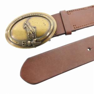 POLO RALPH LAUREN ベルト バックル ポニー ロゴ バックル レザー 32/80 茶 ブラウン