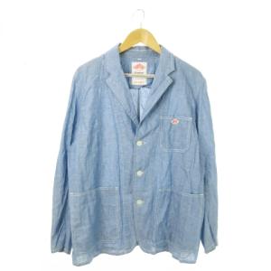 × ビームス BEAMS テーラードジャケット 麻 リネン混 ワンポイント ロゴ 薄手 42 XL 青