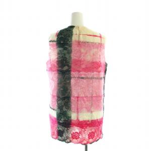 TAO COMME des GARCONS AD2009 ノースリーブワンピース 花柄 レース刺繍 ミニ ほつれ加工 S 白 ホワイト ピンク 黒